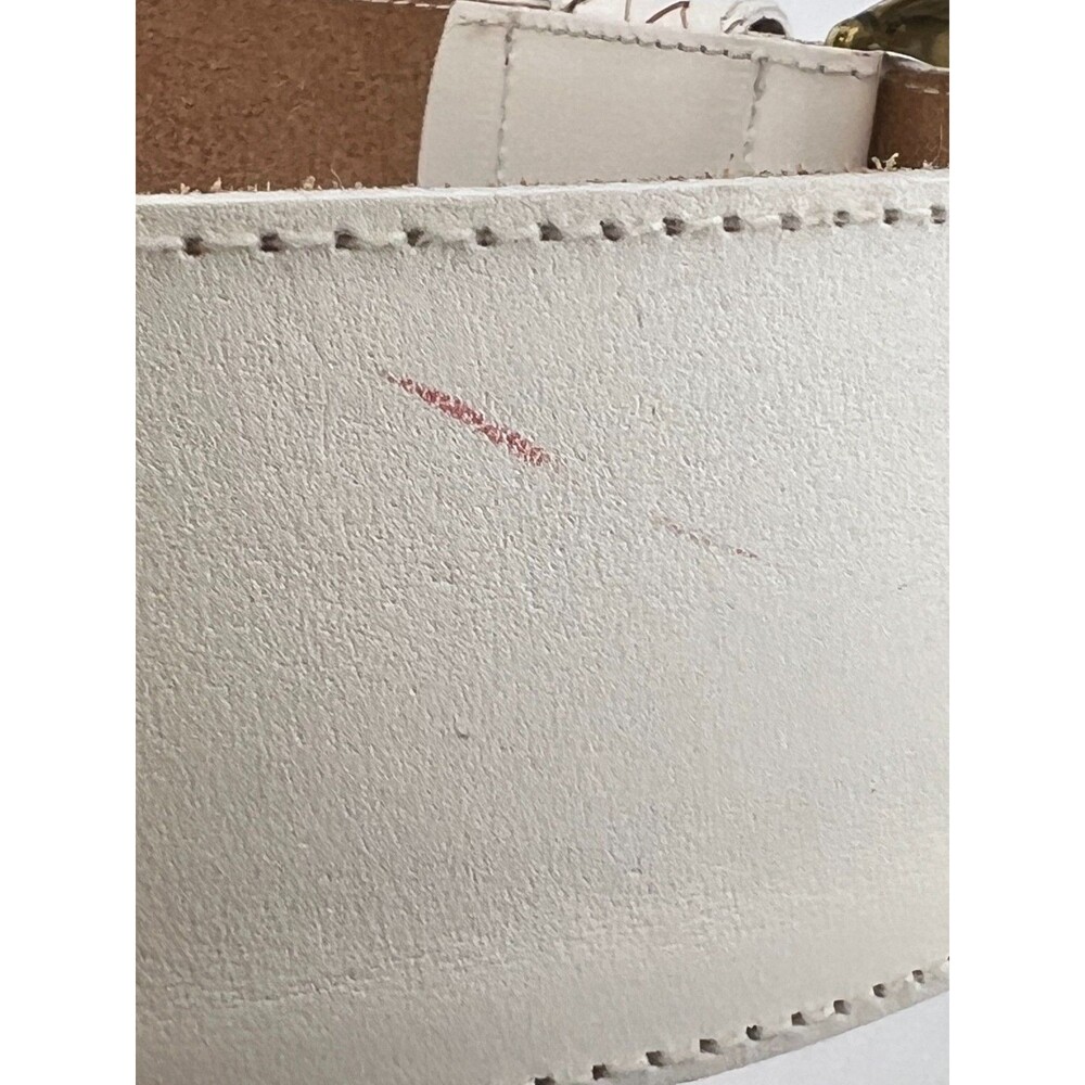 Vtg 1988 LIZ CLAIBORNE Women's S Wide Belt White Leather Brass Buckle Braided - Picture 6 of 9